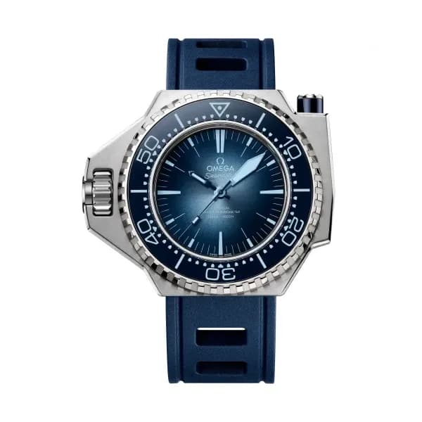 Omega Montre Omega Seamaster Ploprof 1200M 75ème Anniversaire Co-Axial Master Chronometer cadran bleu bracelet caoutchouc 55 x 45 mm