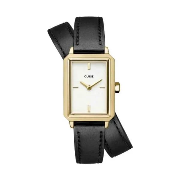 Cluse Fluette Watch Double Leather Black, Gold Colour