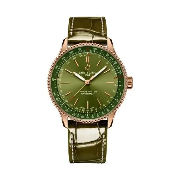 Breitling Montre Breitling Navitimer Automatic 36 Cadran Vert Bracelet Cuir d’alligator