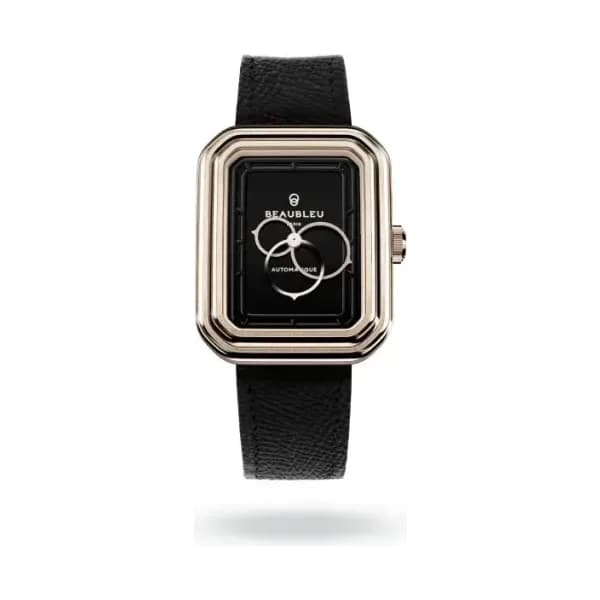 Beaubleu Montre Beaubleu Ecce Figura Onyx Bracelet Cuir Noir