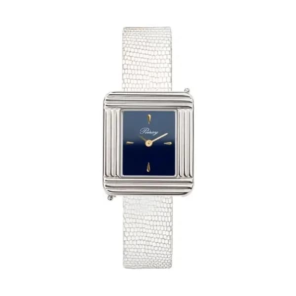 Poiray Montre Poiray Ma Première Mini Acier Cadran Bleu Bracelet Chèvre Blanc