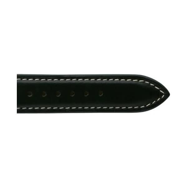 null Bracelet Montre Veau Sellier Noir Surpiqure Ecru - Unisexe - Barbara - 18101E-01