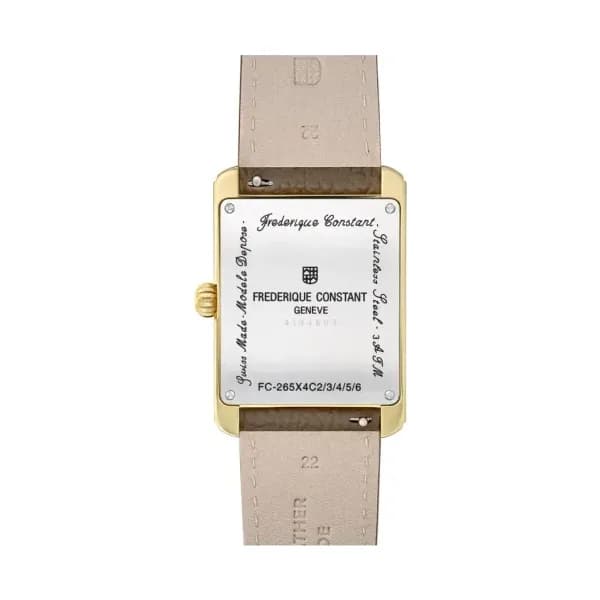 Frédérique Constant Montre Frédérique Constant Classics Carrée Calendar Moonphase Quartz Cadran Blanc Bracelet Cuir - FC-265S4C5