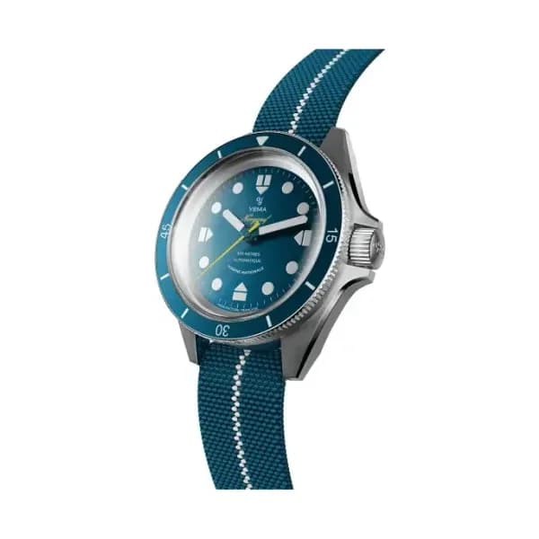 Yema Montre Yema Navygraf Marine Nationale CMM.10 PVD Noir Lunette Bleue Bracelet Parachute