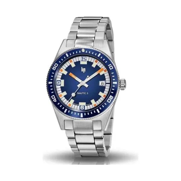 Lip Montre Lip Nautic 3 671853- Homme - cadran Bleu- 39 mm - Acier inoxydable