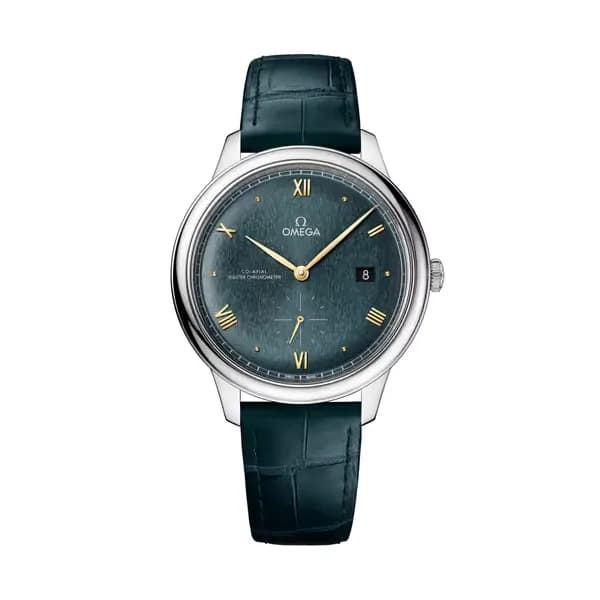 Omega De Ville 41 mm, acier sur bracelet en cuir