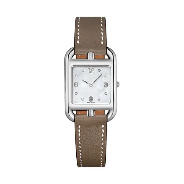 Hermès Montre HERMÈS Cape Cod Petit Modèle quartz cadran nacre bracelet cuir étoupe 31 mm