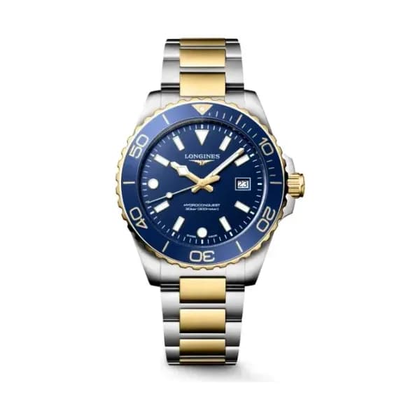 Longines Montre Longines HydroConquest 42mm Quartz Acier &amp; PVD Or Jaune Cadran Bleu Sablé