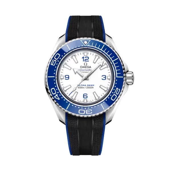Omega Seamaster 45,5 mm, O-MEGASTEEL sur bracelet caoutchouc