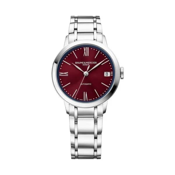 Baume & Mercier Montre Baume et Mercier Classima automatique cadran bordeaux bracelet acier 34 mm