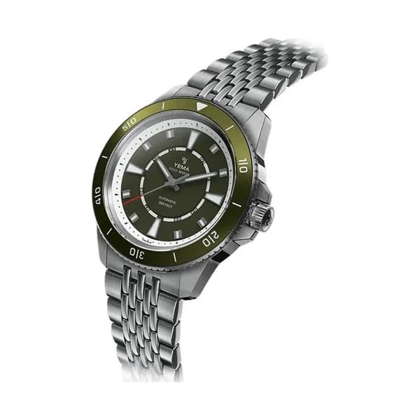 Yema Montre Yema Sous-Marine automatique cadran vert bracelet acier 40,5 mm