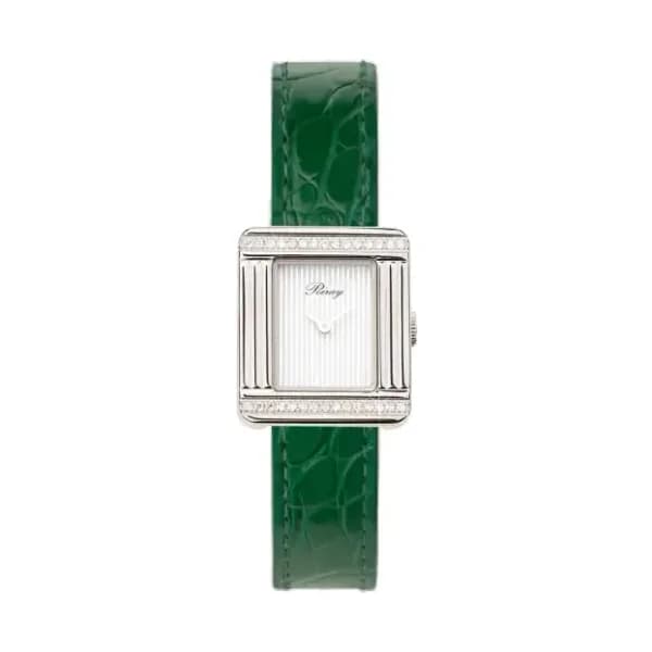 Poiray Montre Poiray Ma Première Mini Acier Serti Diamants Bracelet Alligator Vert