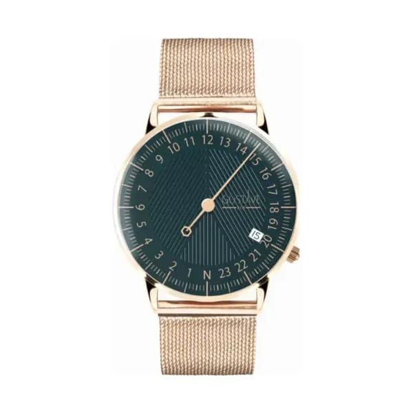 Gustave & Cie Montre 24H André Or Rose & Vert Milanais Or Rose 36mm
