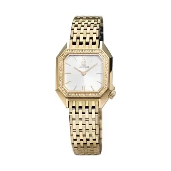 March LA.B Montre March LA.B Lady Mansart Electrique Diamants Or 18k Acier Poli-Brossé 9 maillons Plaqué Or