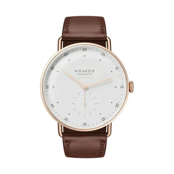 Nomos Montre NOMOS Metro Neomatik 39 automatique or rose bracelet cuir brun 38,5 mm
