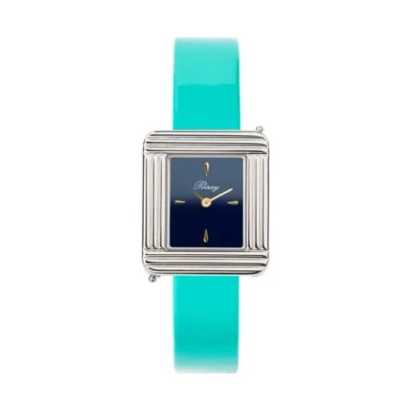 Poiray Montre Poiray Ma Première Mini Acier Cadran Bleu Bracelet Veau Vernis Turquoise