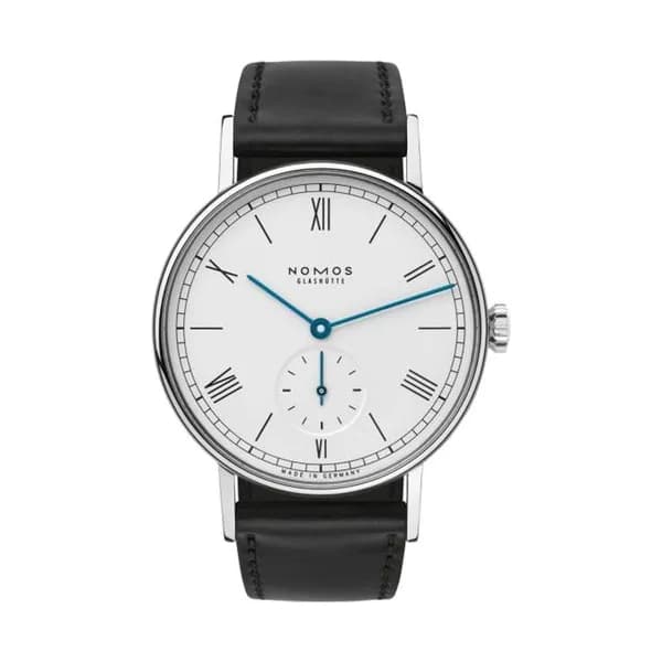 Nomos Montre NOMOS Ludwig mécanique bracelet cuir véritable noir 35 mm