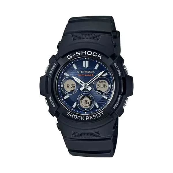 Casio Montre GShock Classic - Série AWG-M100 - Gris anthracite & Bleu 52 × 46.4 mm- AWG-M100SB-2A