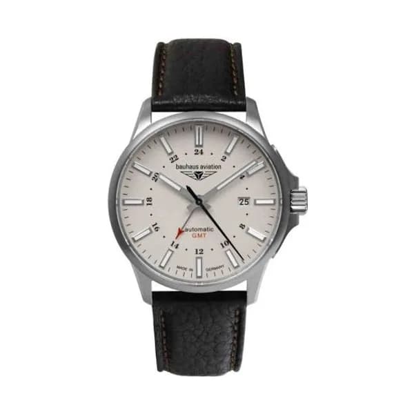 Bauhaus Montre Bauhaus Aviation Titanium GMT Automatique Cadran Beige Bracelet Cuir - 28685