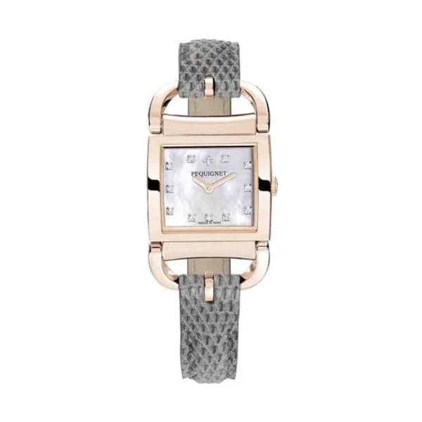 Pequignet E. Montre Pequignet Attellage Quartz - Cadran Nacre Blanc - Bracelet Gris - 5896508CD-L