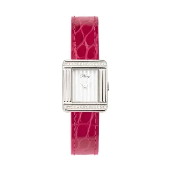 Poiray Montre Poiray Ma Première Mini Acier Serti Diamants Bracelet Alligator Rose