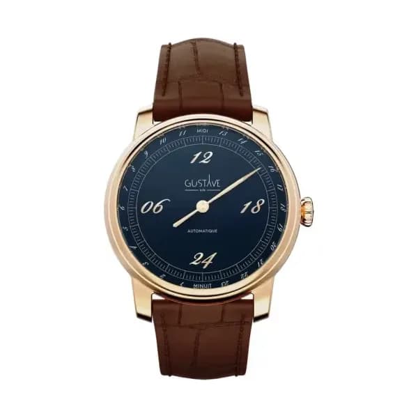 Gustave & Cie Montre 24H Paul Or Rose & Bleu 39mm