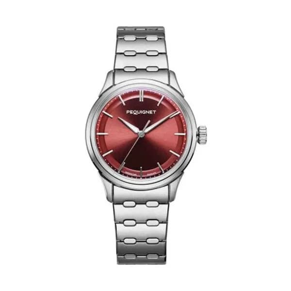 Pequignet Montre Pequignet Royale Paris Calibre Initial Cadran Rouge - 9106363-ACIER