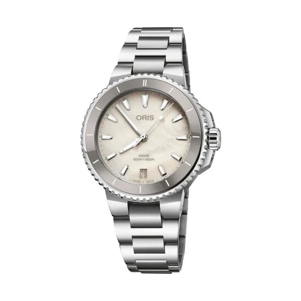 Oris Montre Oris Plongée Aquis Date Calibre 733 automatique cadran nacre blanche bracelet acier 36,5 mm