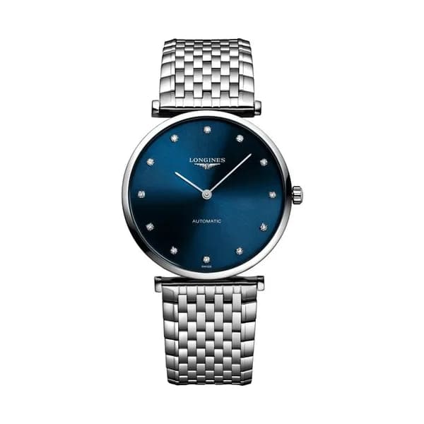 Longines Montre Longines la Grande Classique automatique index diamants bracelet acier 36 mm