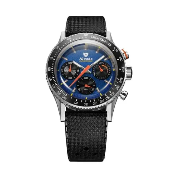 Nivada Grenchen Montre Chronoking Racing Blue Lunettes interchangeables