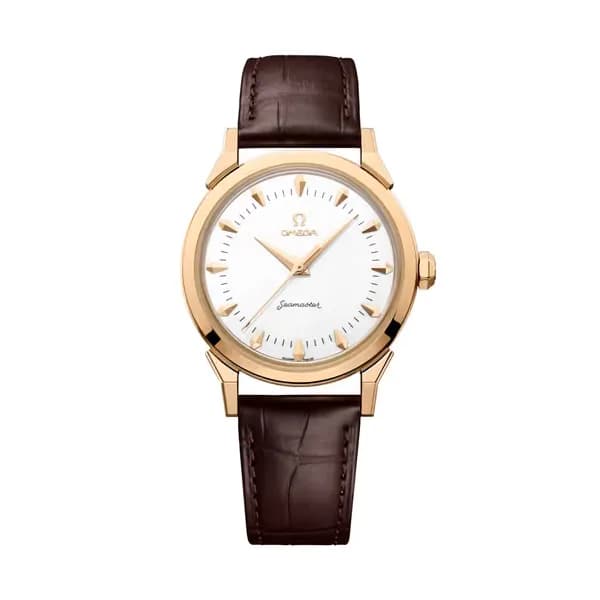 Omega Montre Omega Seamaster 37 mm Héritage Or Moonshine "Milano Cortina 2026" automatique cadran blanc bracelet cuir 37 mm