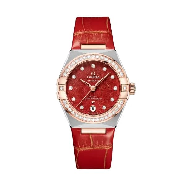 Omega Constellation 29 mm, acier - or « Sedna™ » sur bracelet en cuir