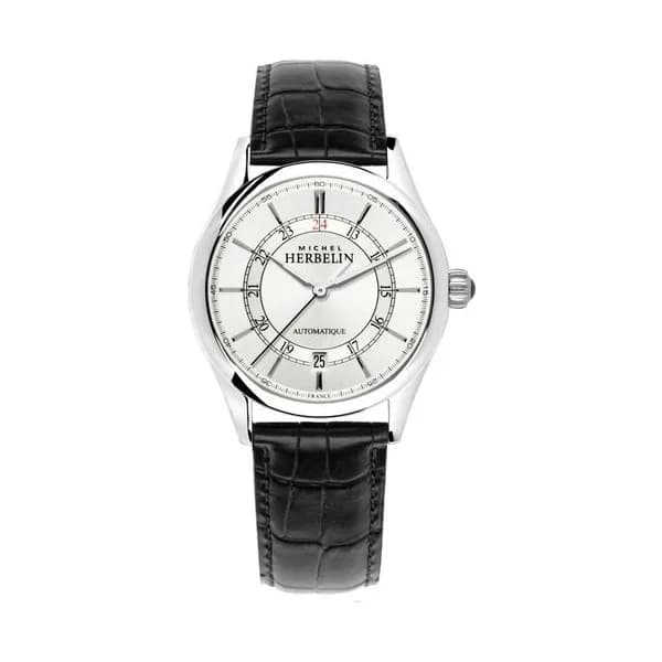 Michel Herbelin Montre Michel Herbelin Classiques 24H automatique cadran gris bracelet cuir noir 39 mm