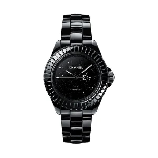 Chanel Montre CHANEL J12 Interstellar automatique cadran noir laqué diamants bracelet céramique 38 mm