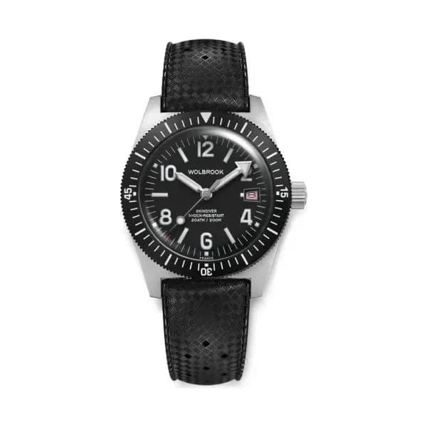 Wolbrook Montre de plongée automatique Skindiver 38 mm à chiffres pairs - Lume Blanc