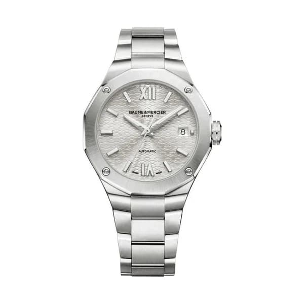 Baume & Mercier Montre Baume et Mercier Riviera automatique cadran blanc bracelet acier 36 mm