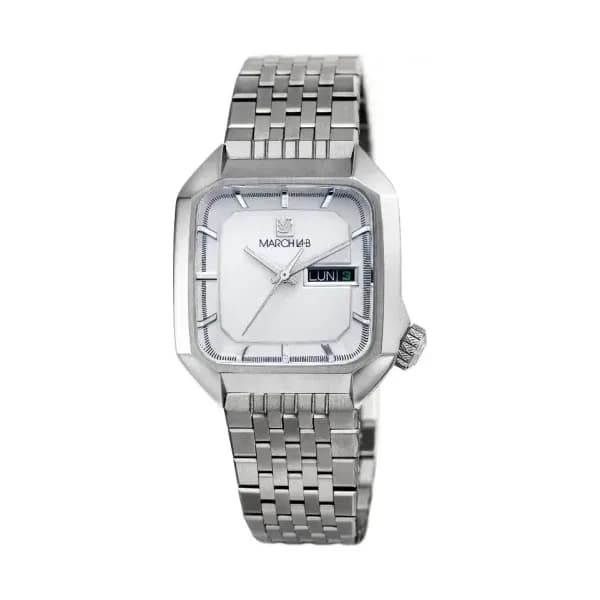 March LA.B Montre AM2 ELECTRIQUE WHITE - Acier brossé 7 maillons