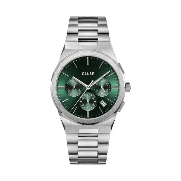 Cluse Vigoureux Chrono Watch Steel, Green, Silver Colour