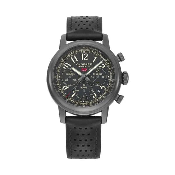 Chopard Montre Chopard Mille Miglia Race Edition Chronographe automatique cadran noir bracelet cuir noir 42 mm