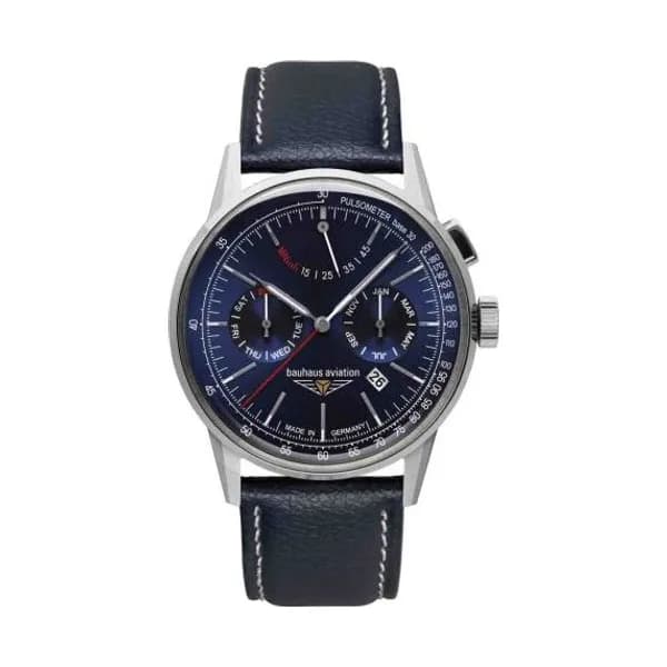 Bauhaus Montre Bauhaus Aviation G38 Automatique Cadran Bleu nuit Bracelet Cuir - 23623