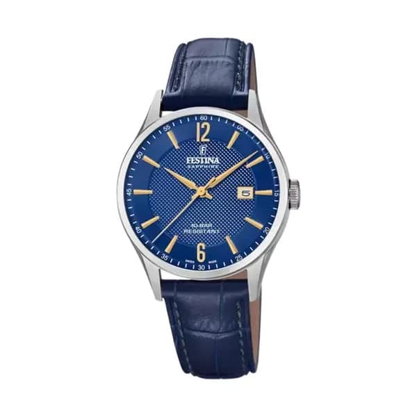Festina Montre Festina Collection Swiss Made en Cuir Bleu