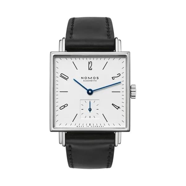 Nomos Montre NOMOS Tetra mécanique cadran blanc bracelet cuir véritable noir 29,5 mm