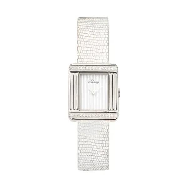 Poiray Montre Poiray Ma Première Mini Acier Serti Diamants Bracelet Chèvre Blanc