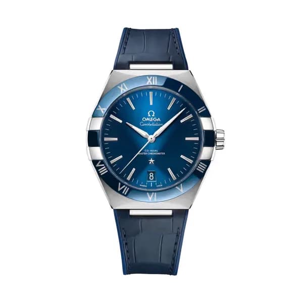 Omega Constellation 41 mm, acier sur bracelet en cuir