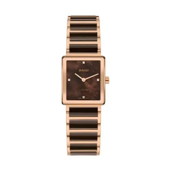 Rado Montre Rado Integral Diamonds Quartz Cadran Brun Bracelet Brun