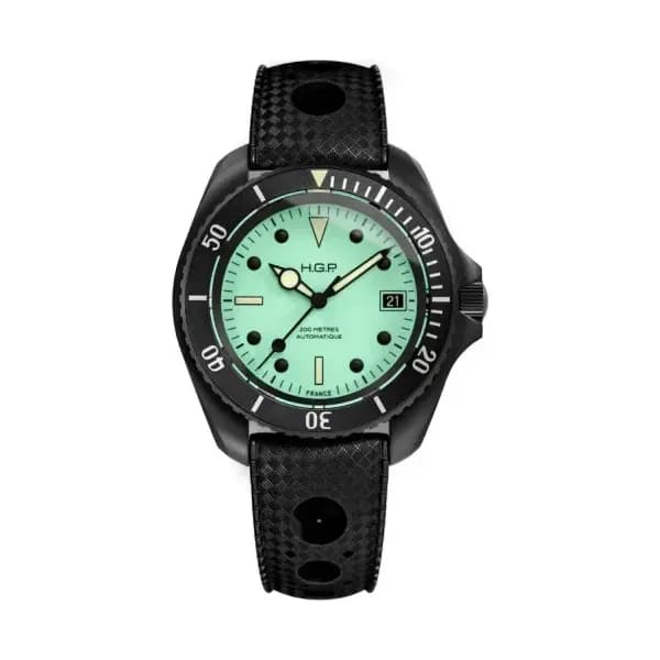 HGP Montre Automatique Night Diver 200M Full-Lume PVD noir