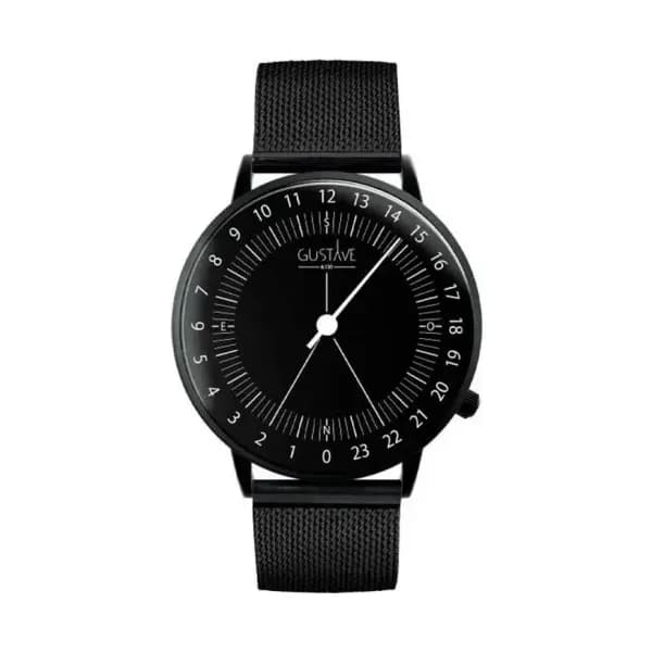 Gustave & Cie Montre 24H Antoine Noir & Noir Milanais Noir 40mm