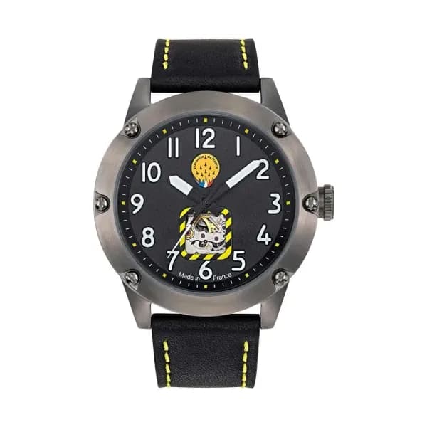 Patrouille de France Montre Automatique Patrouille de France Collection Tarmac en Cuir Noir