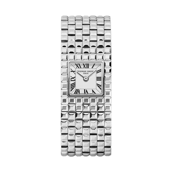 Frédérique Constant Montre Frédérique Constant Classics Manchette quartz cadran blanc bracelet acier 25.7 x 20 mm