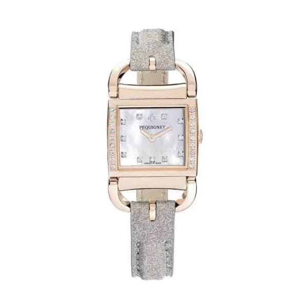 Pequignet E. Montre Pequignet Attellage Quartz - Cadran Nacre Blanc - Bracelet Pailettes grises - 5896509CD-CPG